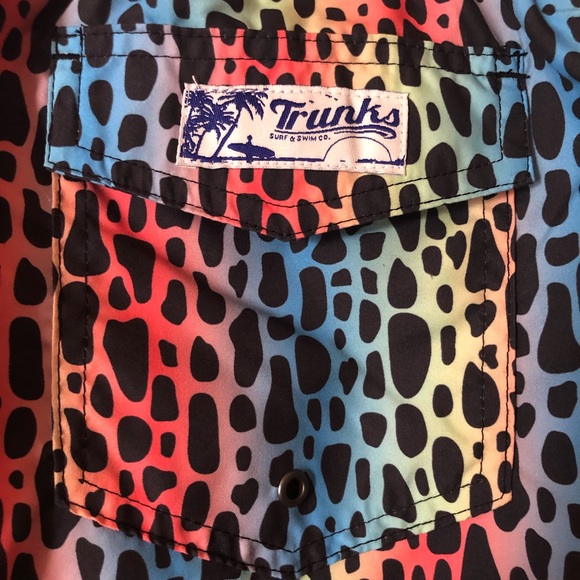 TRUNKS SURF & SWIM CO. NWT MEN’S SWIM SHORT OMBRÉ LEOPARD 3 POCKETS SIZE LARGE - Picture 5 of 8